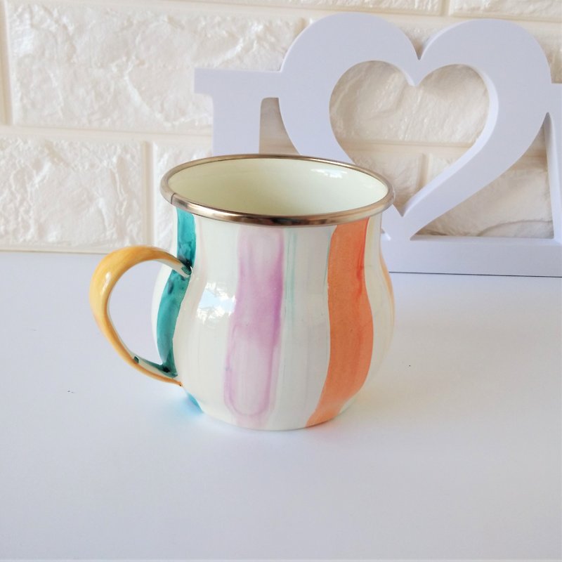 Colorful striped painted antique cup - Mugs - Enamel Multicolor
