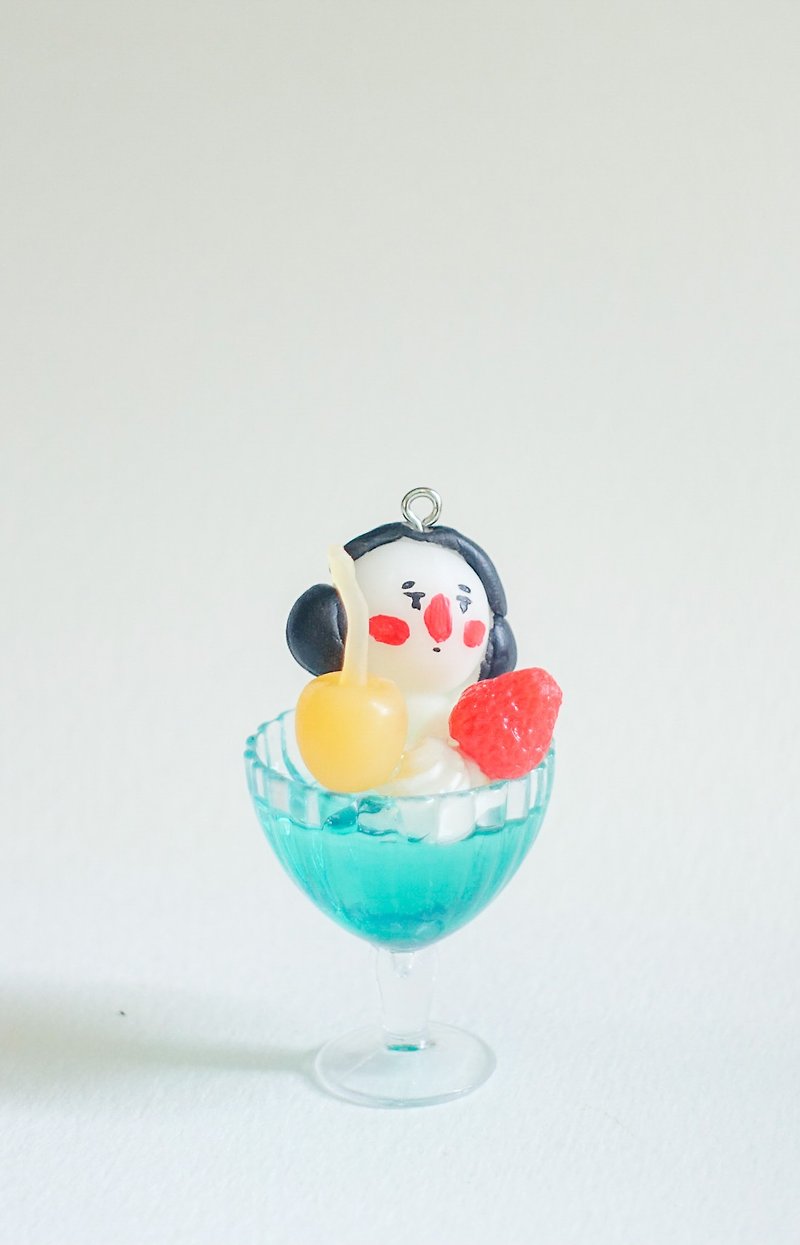 BiuBiu tea shop soda drink keychain cute pendant - Charms - Other Materials White