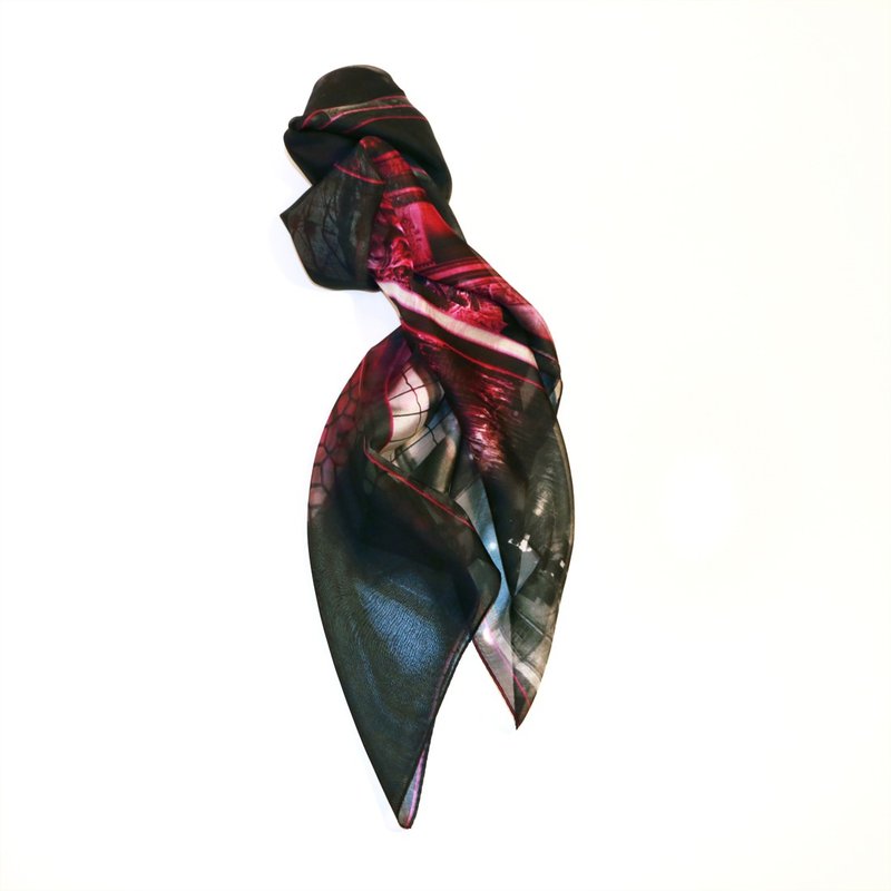 French boutique fashion silk scarf shawl Paris' Impression Paris' Impression 21 - Knit Scarves & Wraps - Silk Black