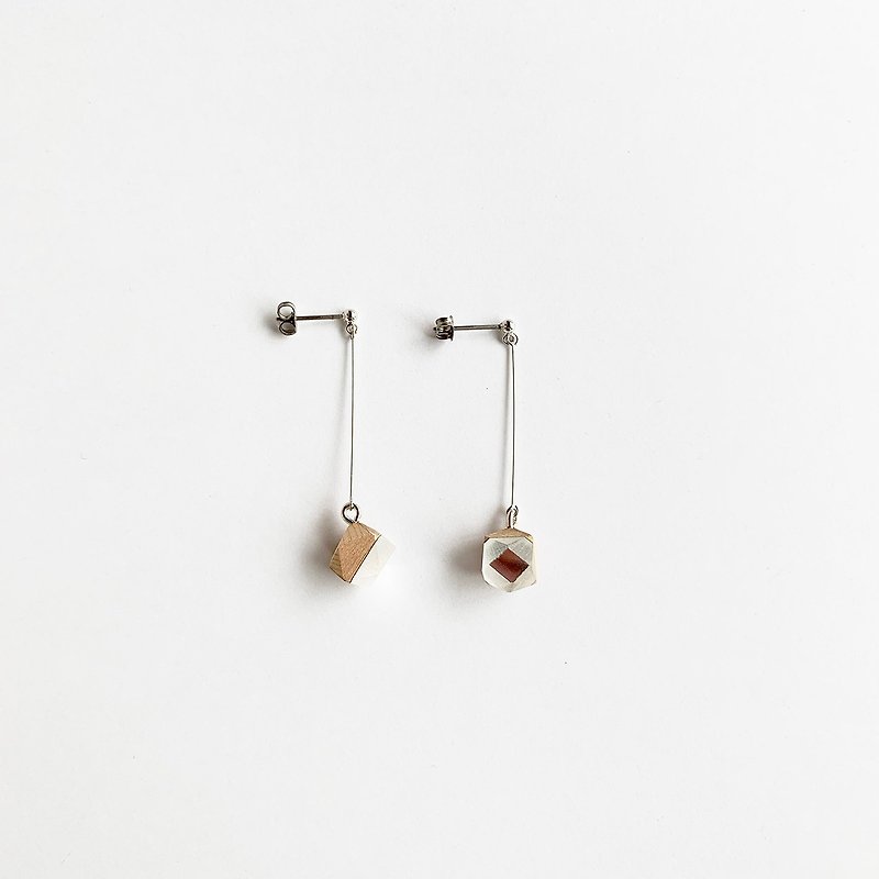 swing nuts earrings - Earrings & Clip-ons - Wood Silver