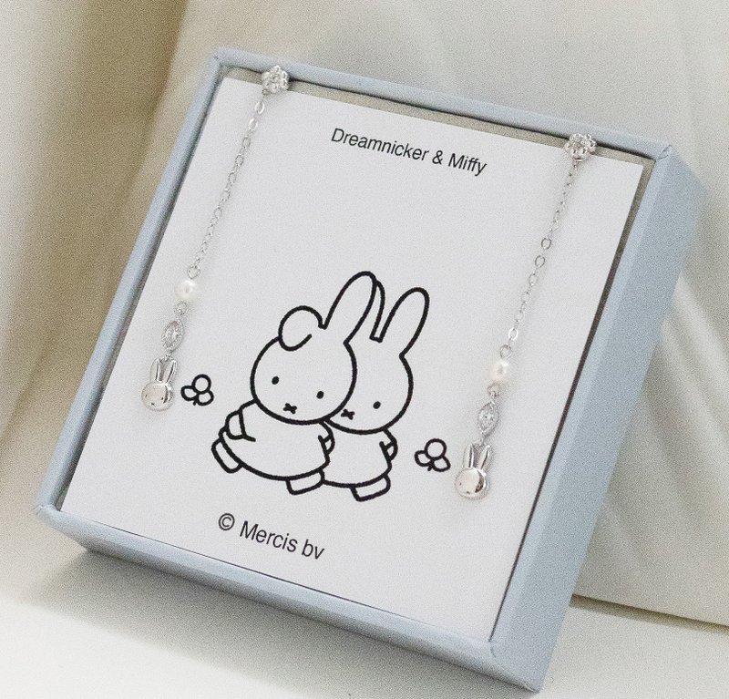 【Pinkoi x miffy】Miffy珍珠純銀耳環 金/銀色 - 耳環/耳夾/耳骨夾 - 純銀 銀色