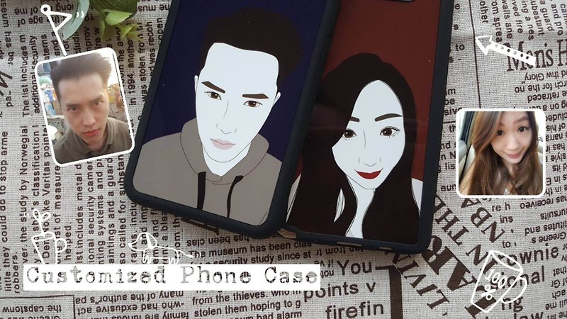 [Free shipping] black pencil hand-painted shell Q version draw your commemorative gift - Phone Cases - Other Materials 