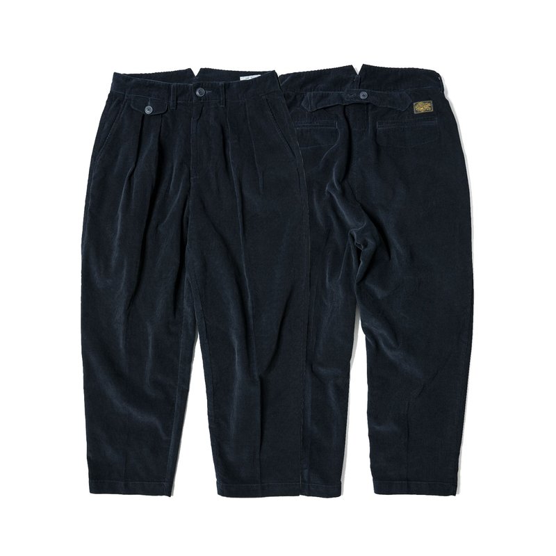 60s Cotton Corduroy Ankle Fit Work Pants - Dark Navy - Men's Pants - Cotton & Hemp Black