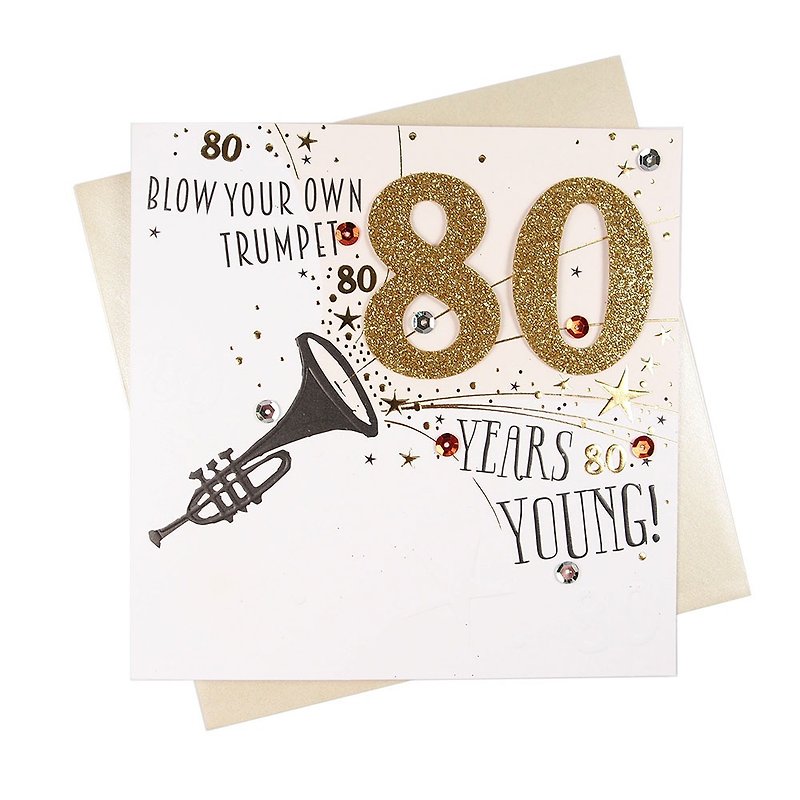 80-year-old three-dimensional gold characters [Ling Design-TP Years Card Birthday Wishes]