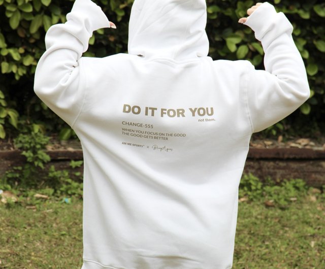 共同ブランドデザイン Do it for you インナー起毛フードTシャツ AM