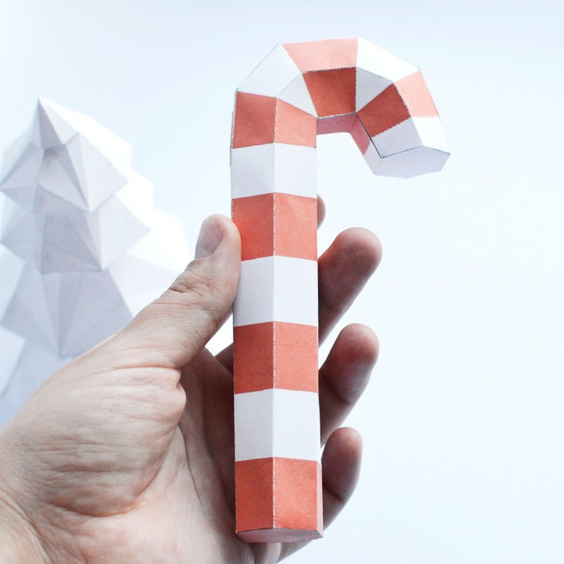 DIY Paper Candy Cane Printable PDF template for color print - 手工藝教學/工具書 - 其他材質 