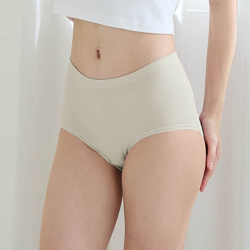 Beirou Cool Antibacterial Zinc Seamless Mid-Rise Underwear - Gray (Normal/Large) - ชุดชั้นในผู้หญิง - ไนลอน สีเทา