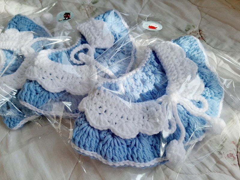 Cloudy BLUE LACE Cat collar Crochet Handmade - 項圈/牽繩 - 聚酯纖維 藍色