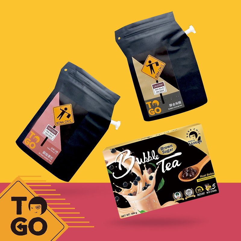 TO-GO Drip Tea Bag and Bubble Tea Kit - 5 Counts - Tea - Fresh Ingredients Black