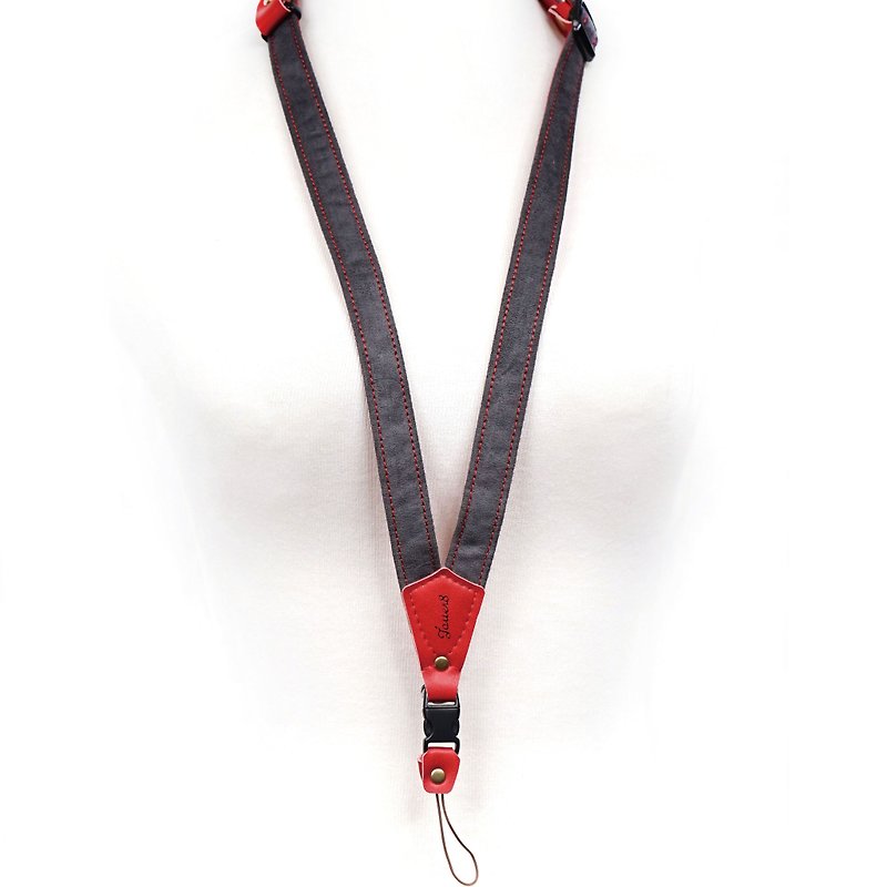 [Orphan product] Mobile phone strap neck hanging-simple convergence - เชือก/สายคล้อง - ผ้าฝ้าย/ผ้าลินิน สีเทา