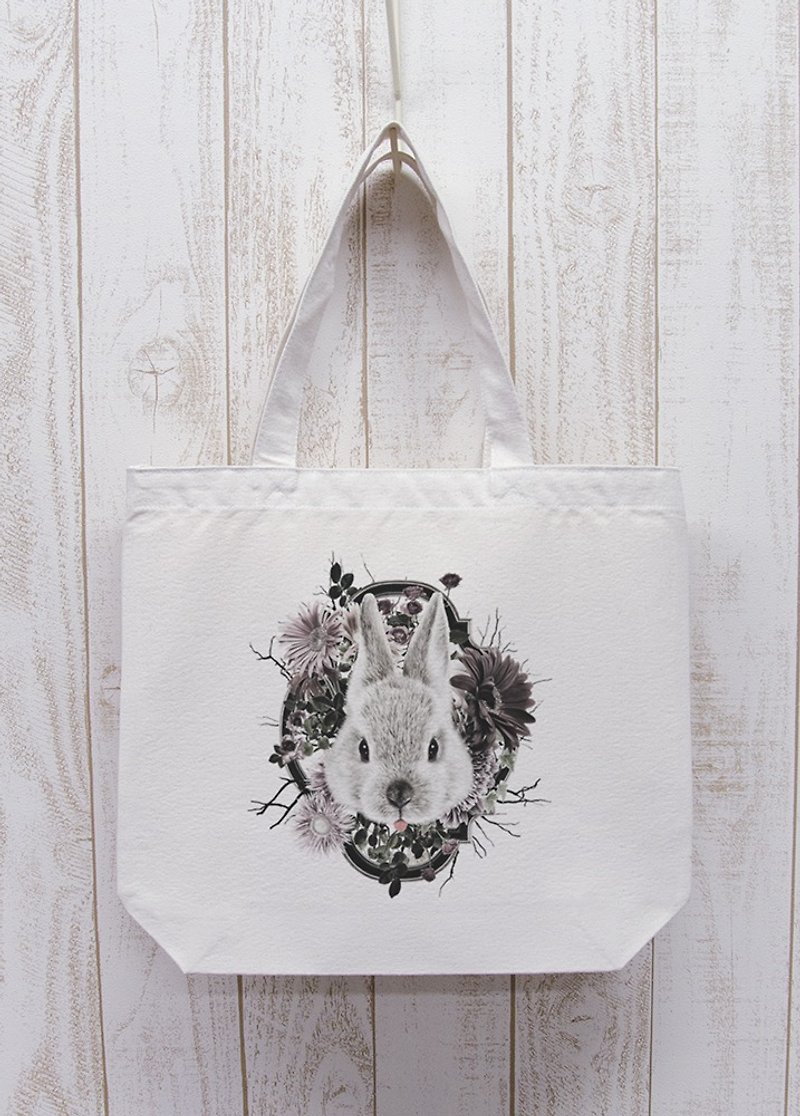 ronronRABIT Flower Frame Outing Tote Natural / R033-BT-NA