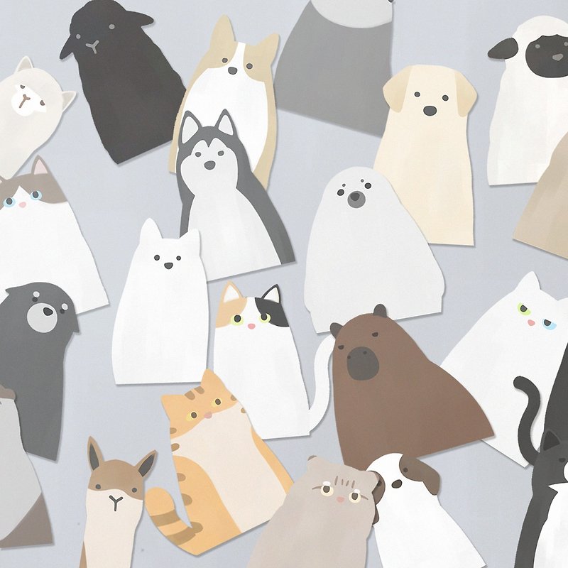 Let's get some animals' matte waterproof cut-out sticker set/dog, cat, bear, seal, alpaca, capybara, otter - Stickers - Paper Khaki