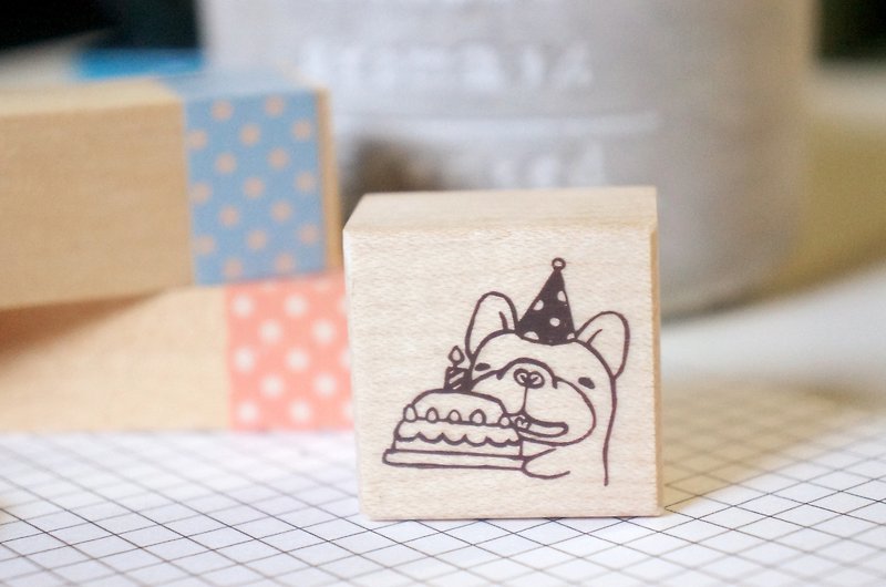 Law Fight Seal-Birthday Cake - Stamps & Stamp Pads - Wood Khaki
