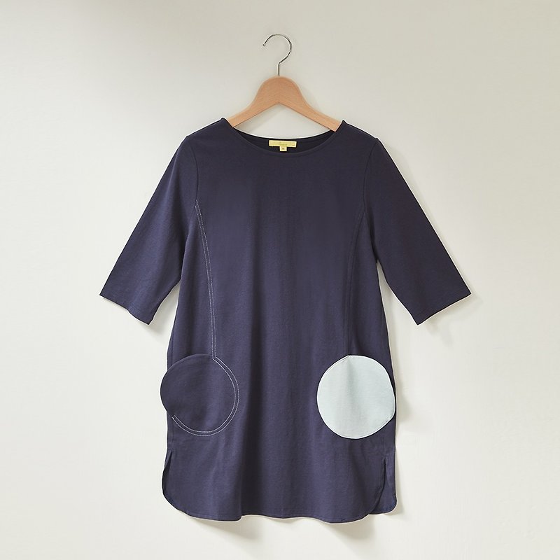 Ángeles - Big Girl - Two Round Pocket Shape Short Dress - เสื้อผู้หญิง - ผ้าฝ้าย/ผ้าลินิน 
