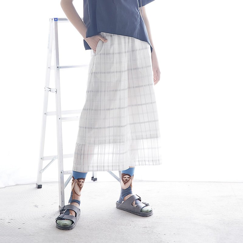 Shimmer drifting checked airy wide pants