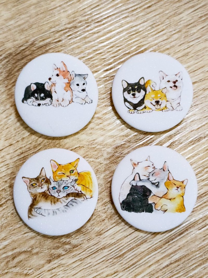 Cat (Tiger/Solid Color) + Dog (Sky/Shiba Inu) + Guinea Pig (Squirrel) Glitter Brooch - Badges & Pins - Other Materials Multicolor