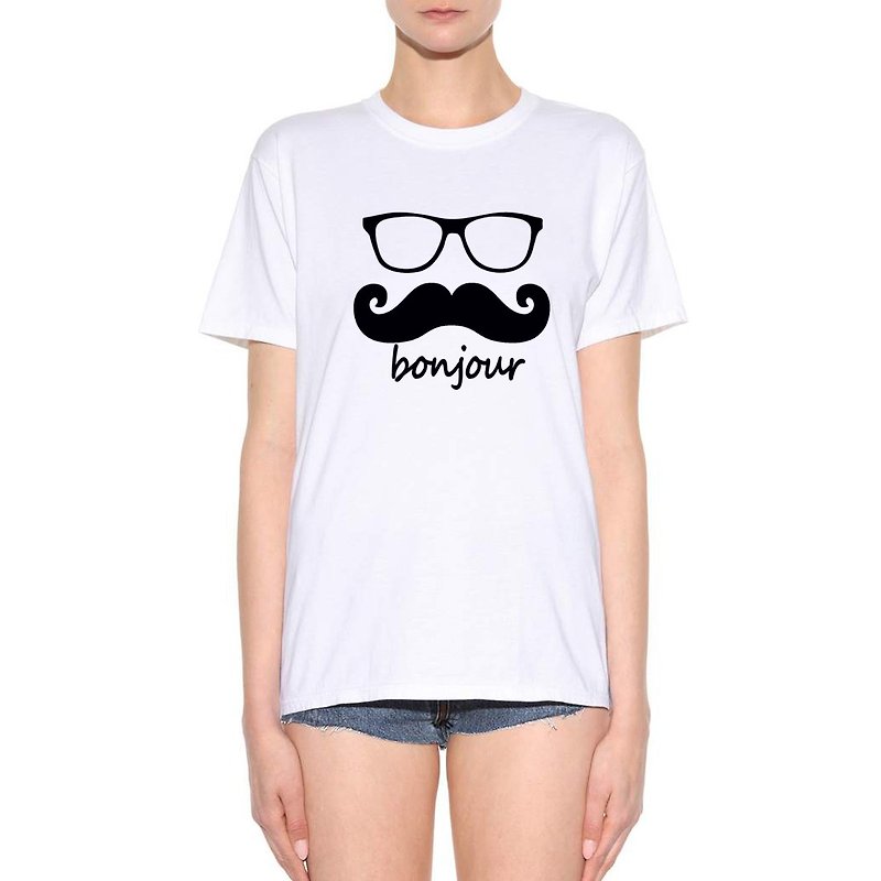 bonjour unisex white t shirt - Women's T-Shirts - Cotton & Hemp White