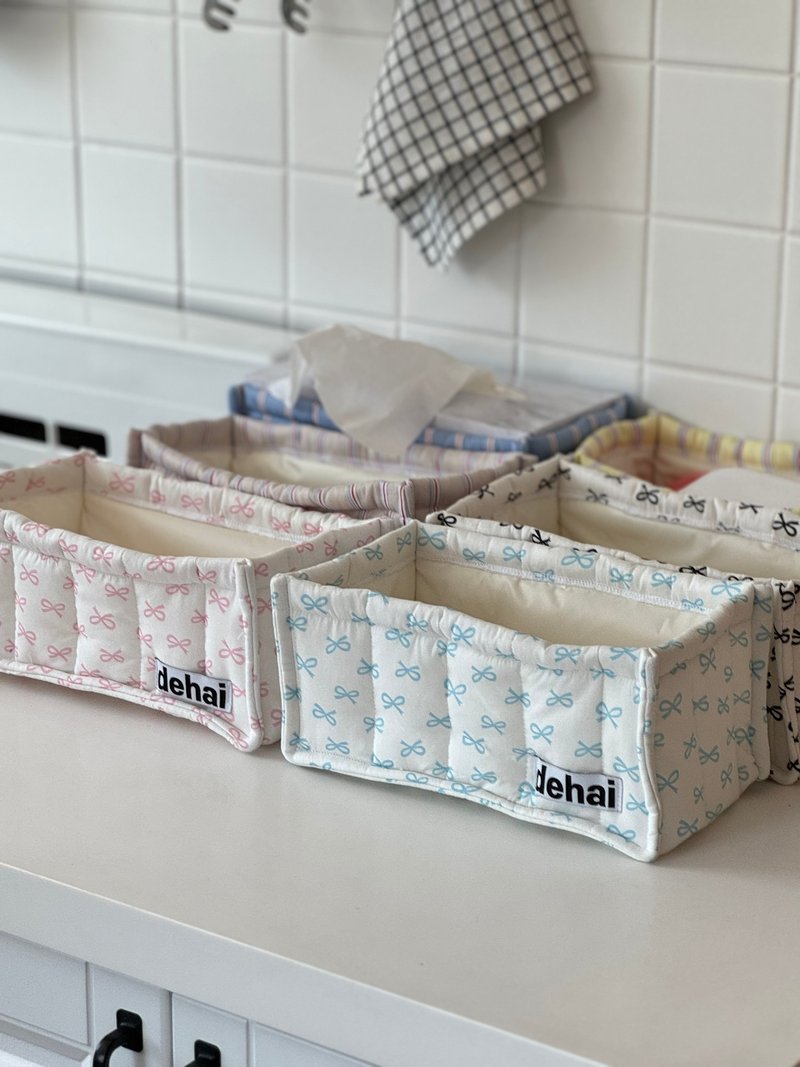 Ribbon Tissue Basket - กล่องทิชชู่ - ผ้าฝ้าย/ผ้าลินิน 