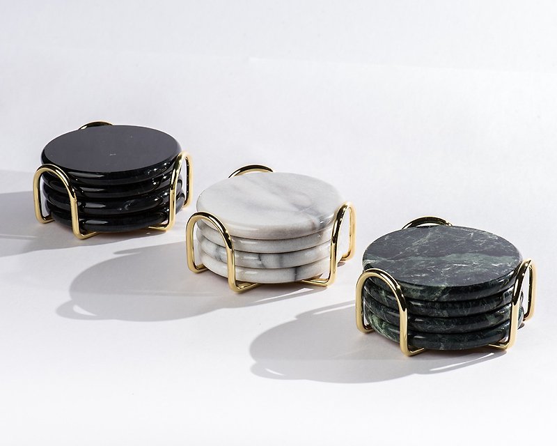 Customized gifts [Qiyu Home Furnishing] Marble Coaster / Heat Pad / Shooting Props - Coasters - Stone White