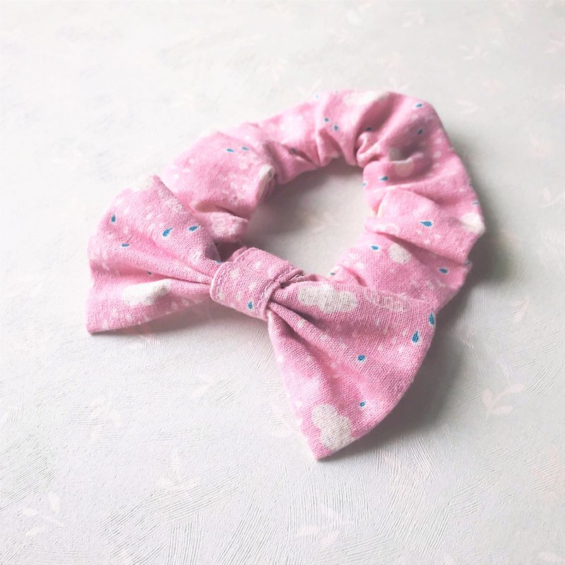 Bow tie elastic collar pet bow tie - pink cloud rain_S size - ปลอกคอ - ผ้าฝ้าย/ผ้าลินิน สึชมพู