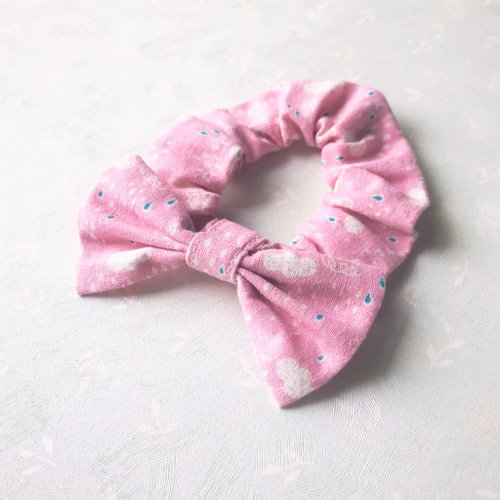 犬貓首輪製作所 蝴蝶結鬆緊項圈 寵物領結 bow tie -- 粉紅雲雨 S號(現貨1)