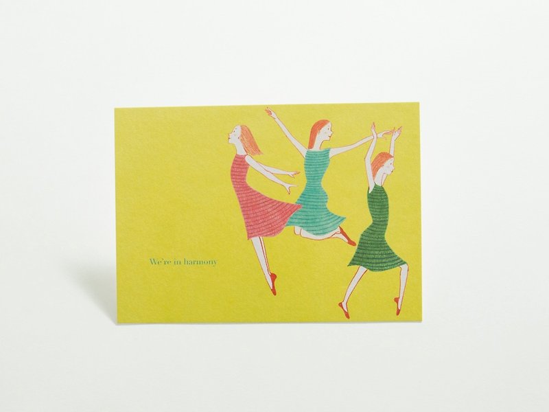 post card (yellow 3 dancers) - Cards & Postcards - Paper Multicolor