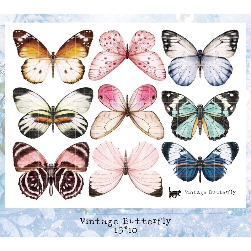 Vintage Butterfly (blue lion) (suyeon) - Stickers - Paper Multicolor