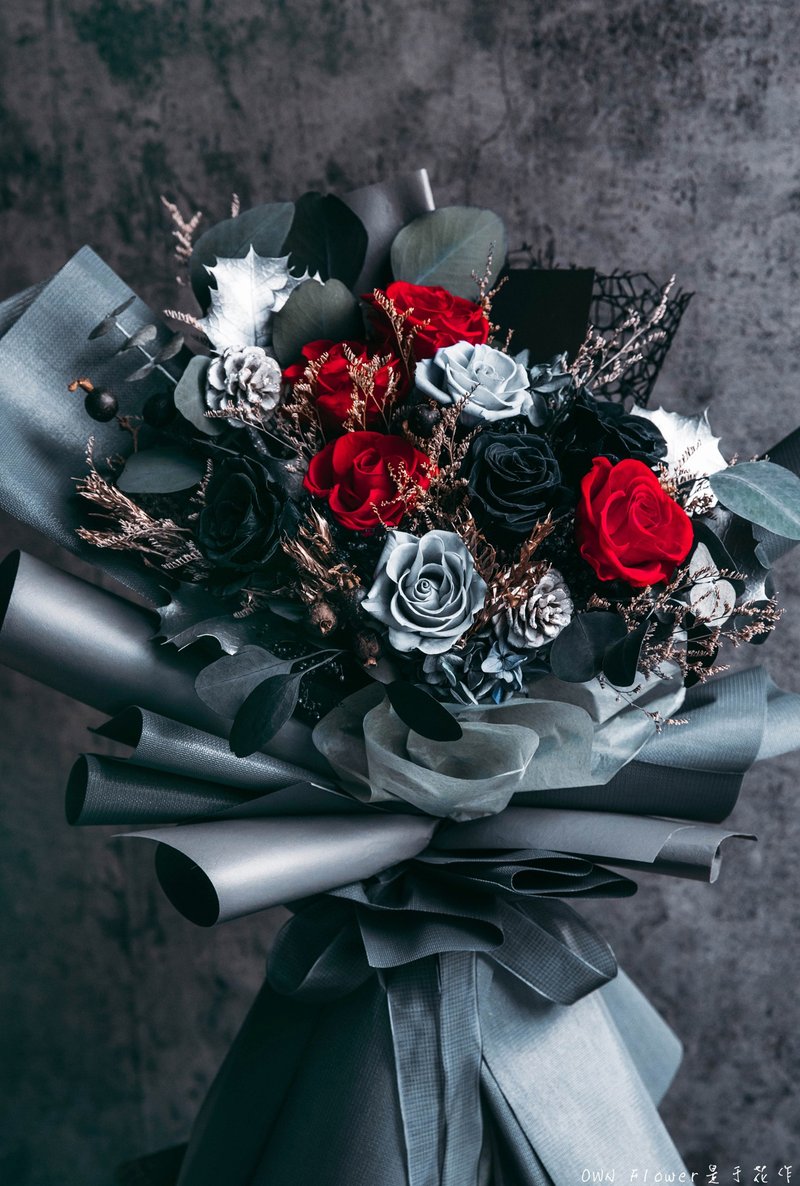 Perpetual Flower Bouquet/Eternal Life Bouquet/Valentine's Day Bouquet/Birthday Bouquet/Memorial Day Bouquet/Birthday Gift - Dried Flowers & Bouquets - Plants & Flowers Gray