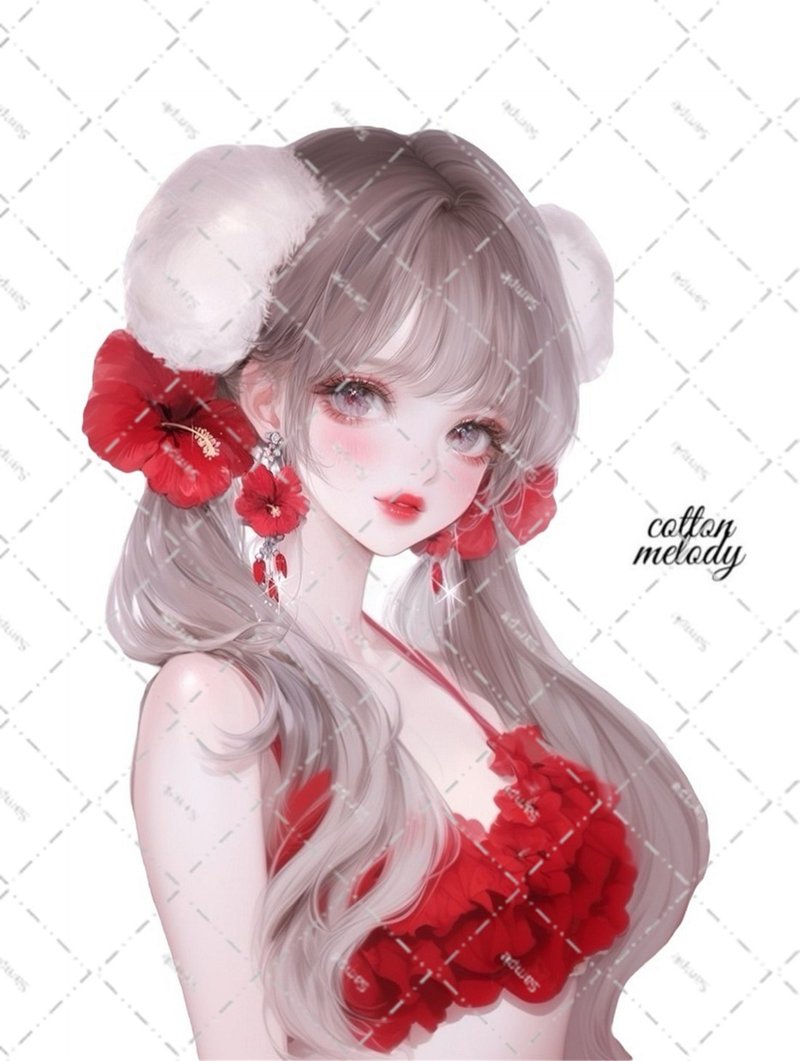 original sticker no.6113 人物ステッカー オリジナルステッカー 人物ステッカー 女の子ステッカー オリジナル人物ステッカー - 貼紙 - 紙 