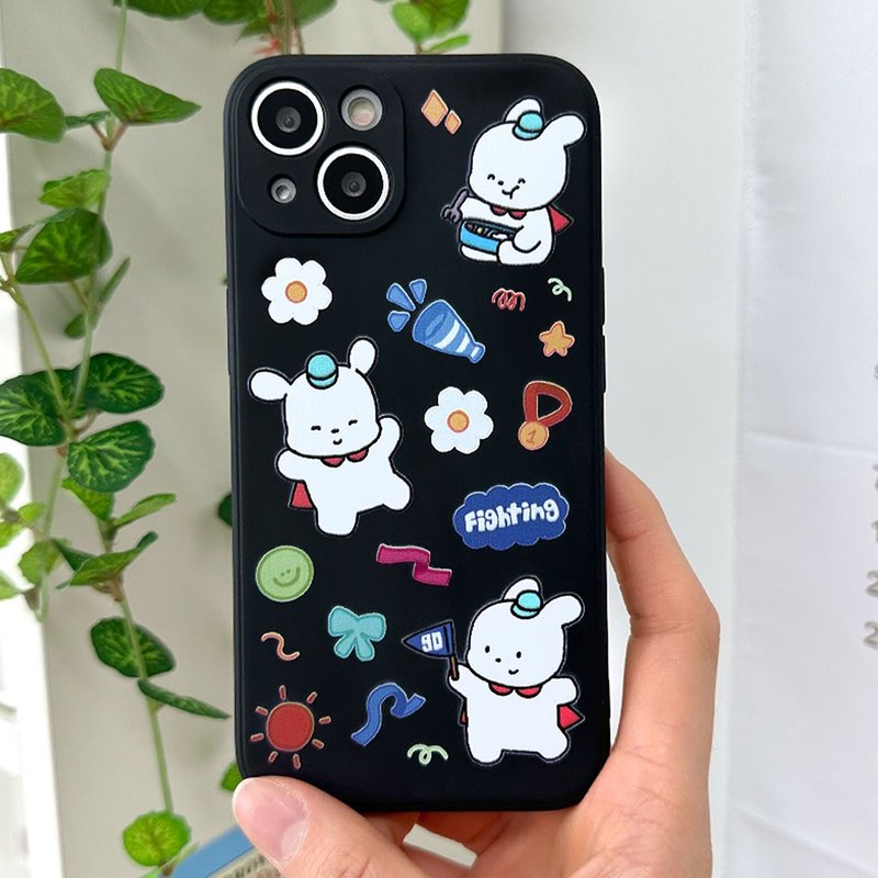 携帯電話ケース、複数のモデルをサポート、犬の運動会シリコーンケース - スマホケース・カバー - シリコン ブラック