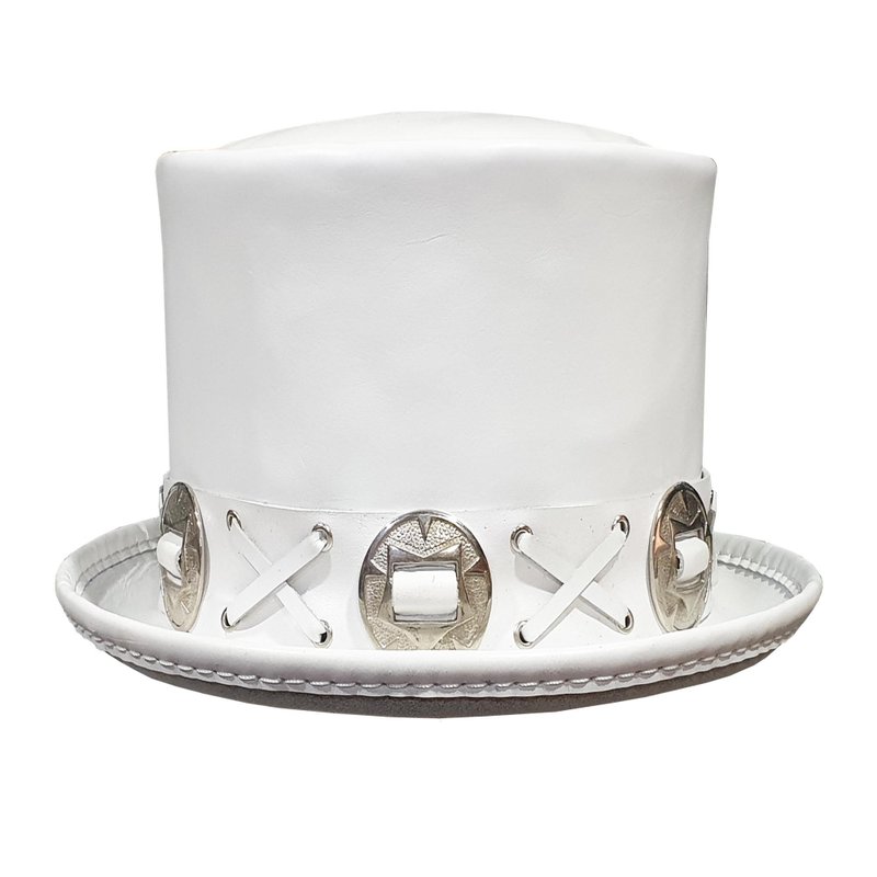 Slash One White Leather Top Hat - 帽子 - 真皮 白色