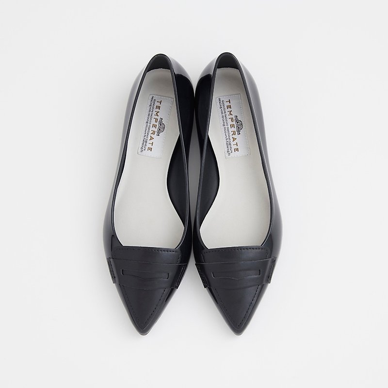 TAMARA (BLACK) PVC POINTED TOE FLAT  ポインテッドトゥ パンプス - 雨靴/防水鞋 - 防水材質 黑色