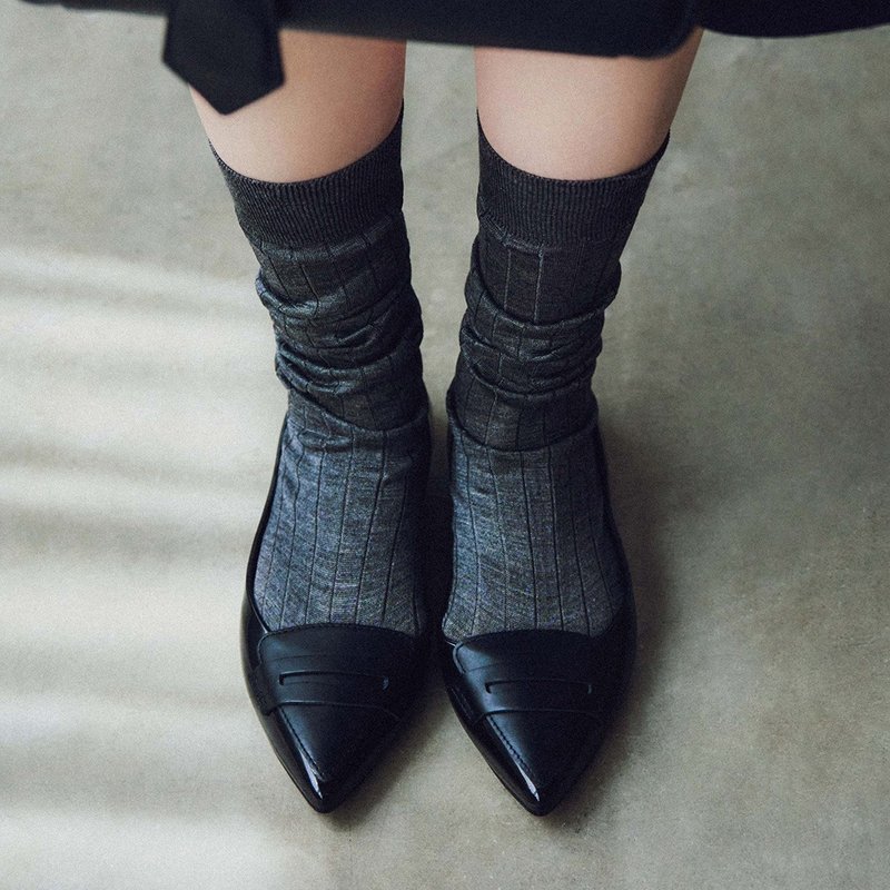 TAMARA 黑色 PVC 尖頭平底鞋 - 雨鞋/防水鞋 - 防水材質 黑色