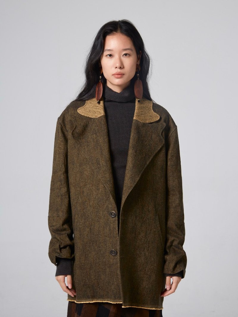 Linen Suit Fuzhou Pillar Shape - Women's Blazers & Trench Coats - Cotton & Hemp Khaki