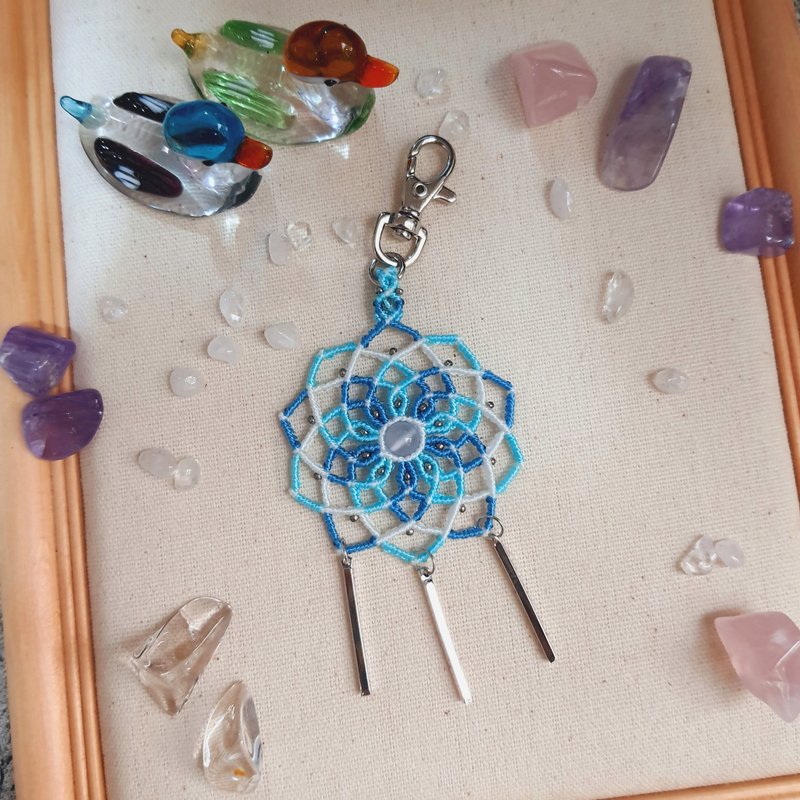 C046-Hand-woven mandala charm - Keychains - Nylon Blue