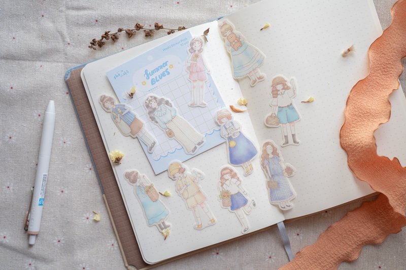 Summer Blues Washi Sticker Pack - สติกเกอร์ - กระดาษ 