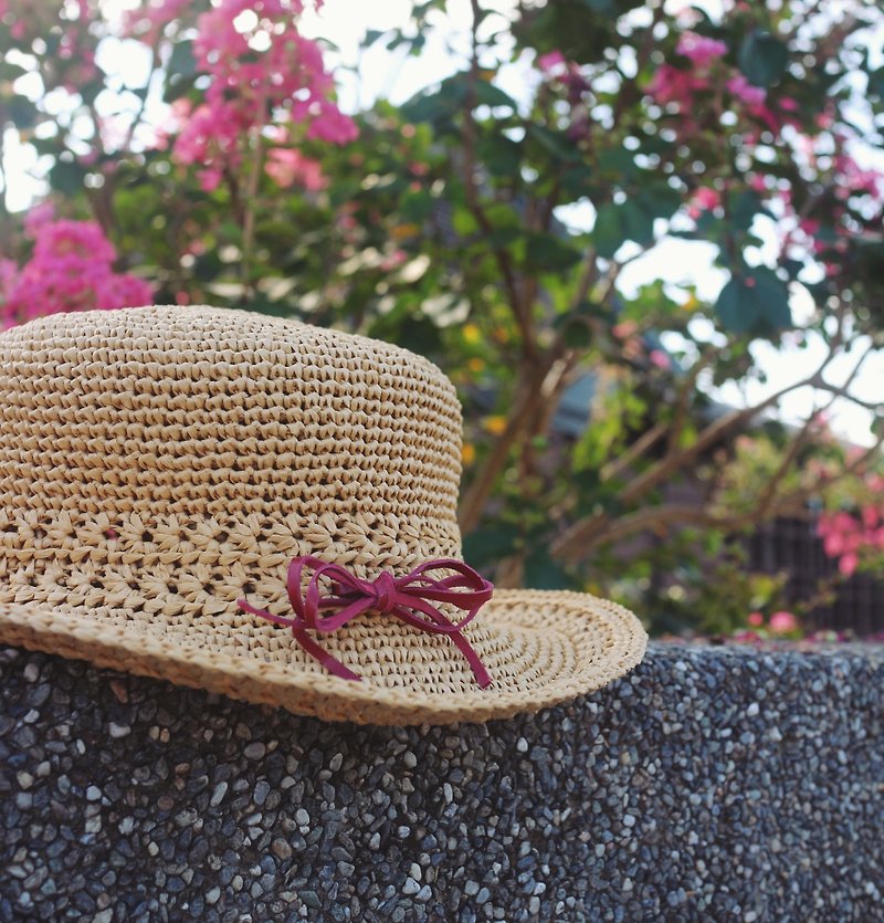 手作りの森のレッド蝶の帽子-手編みの太陽の帽子-手編みのお出かけ/誕生日プレゼント/カップルの帽子 - 帽子 - 紙 ゴールド
