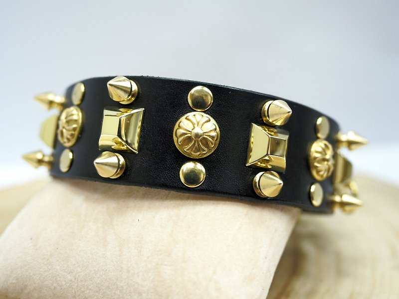 Special for law fighting│Gladiator │Italian vegetable tanned leather rivet collar - Collars & Leashes - Genuine Leather Black