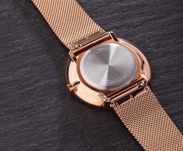 VEJRHOJ Danish Hoy Classic Log Watch-The ROSE Mesh Rose Gold