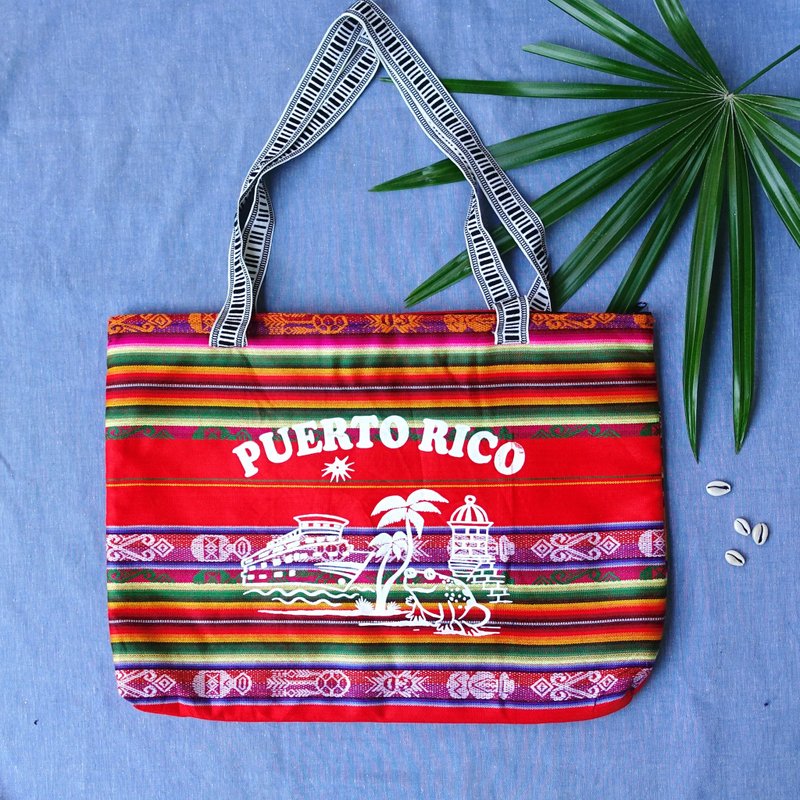 BajuTua / vintage / South American style Ecuador made the big red hand-woven shoulder bag travel - กระเป๋าแมสเซนเจอร์ - ขนแกะ สีแดง