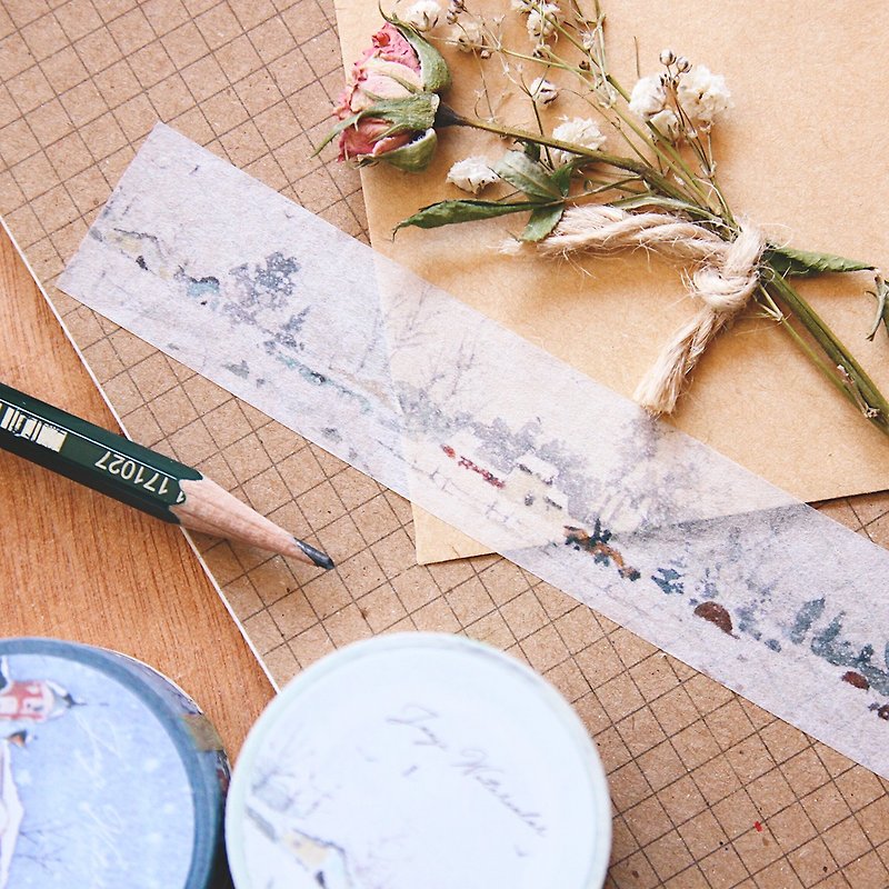 ☁ ☁ chirp Kyrgyzstan watercolor painted paper tape - Railway snow - Washi Tape - Paper White