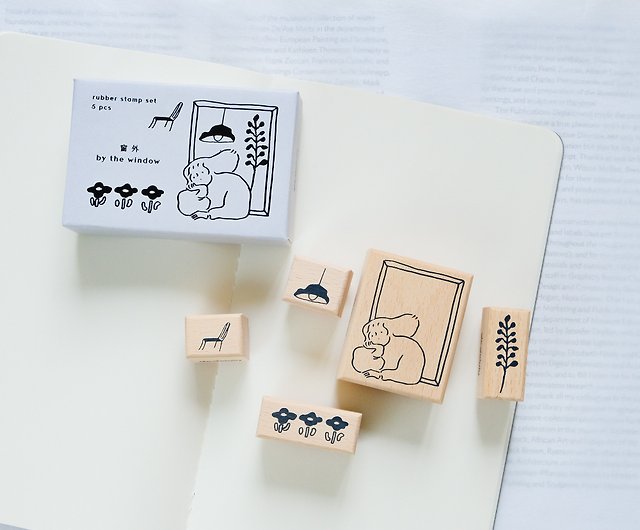 Wooden Stamp Scrapbooking 7 Types Daily Life Stamps for Journaling Kawaii