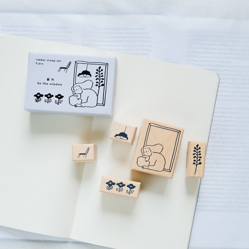 Journal Stamp Set - By the Window | Planner stamp, Rubber stamp, Scrapbook - ตราปั๊ม/สแตมป์/หมึก - ไม้ สีนำ้ตาล