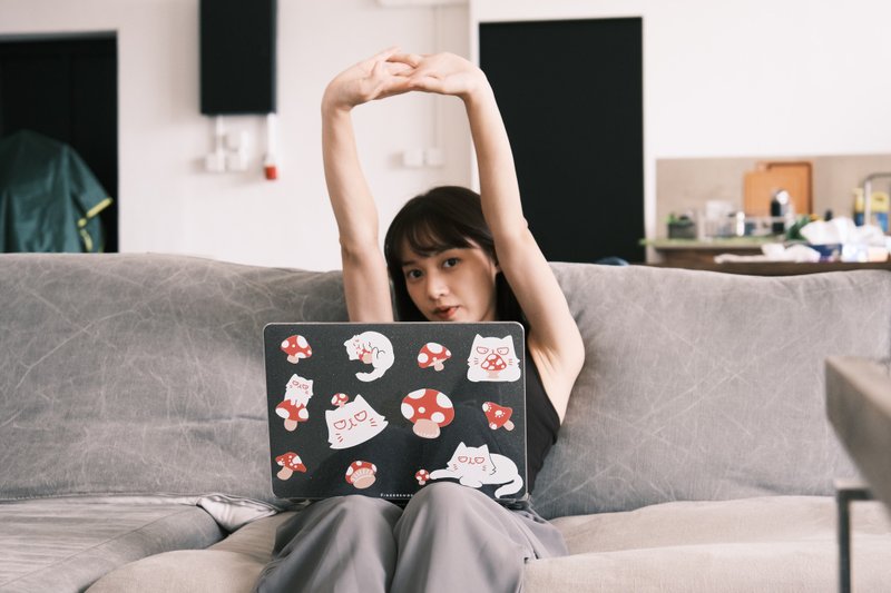 星砂款 蘑菇厭世貓透明電腦殼 MACBOOK CASE - 平板/電腦保護殼/保護貼 - 塑膠 透明