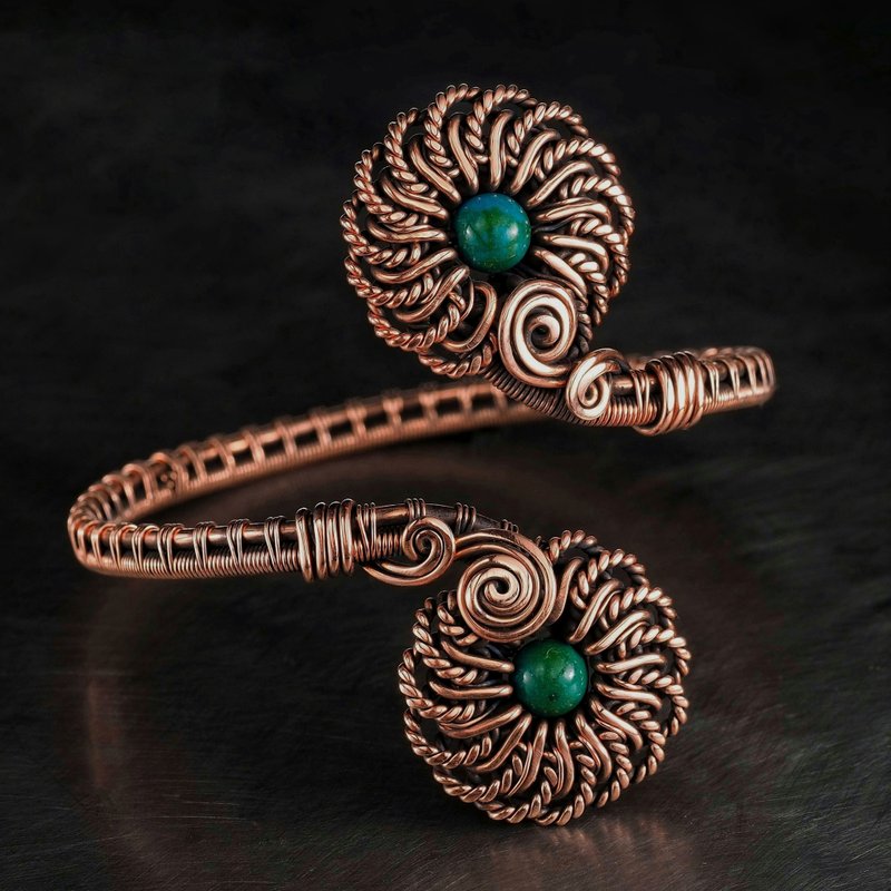 Wire wrapping PDF TUTORIAL Wire wrapped Flower Cuff Bracelet Step by step lesson - 手工藝教學/工具書 - 其他材質 