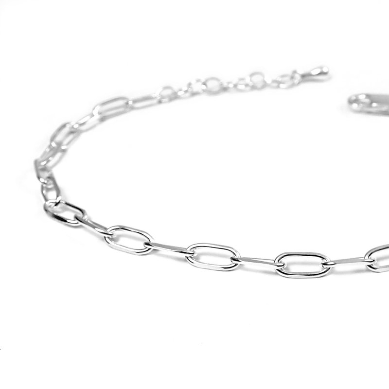 Crazy Geometry | Minimalist oval cut corner shape 925 sterling silver adjustable bracelet. Width 3.5mm - Bracelets - Sterling Silver Silver