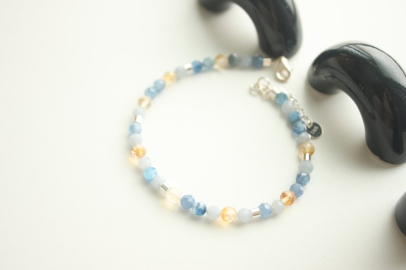 [Sterling Silver Bracelet] Citrine/ Stone/Angel Stone/Designer Handmade - สร้อยข้อมือ - เงินแท้ สีน้ำเงิน