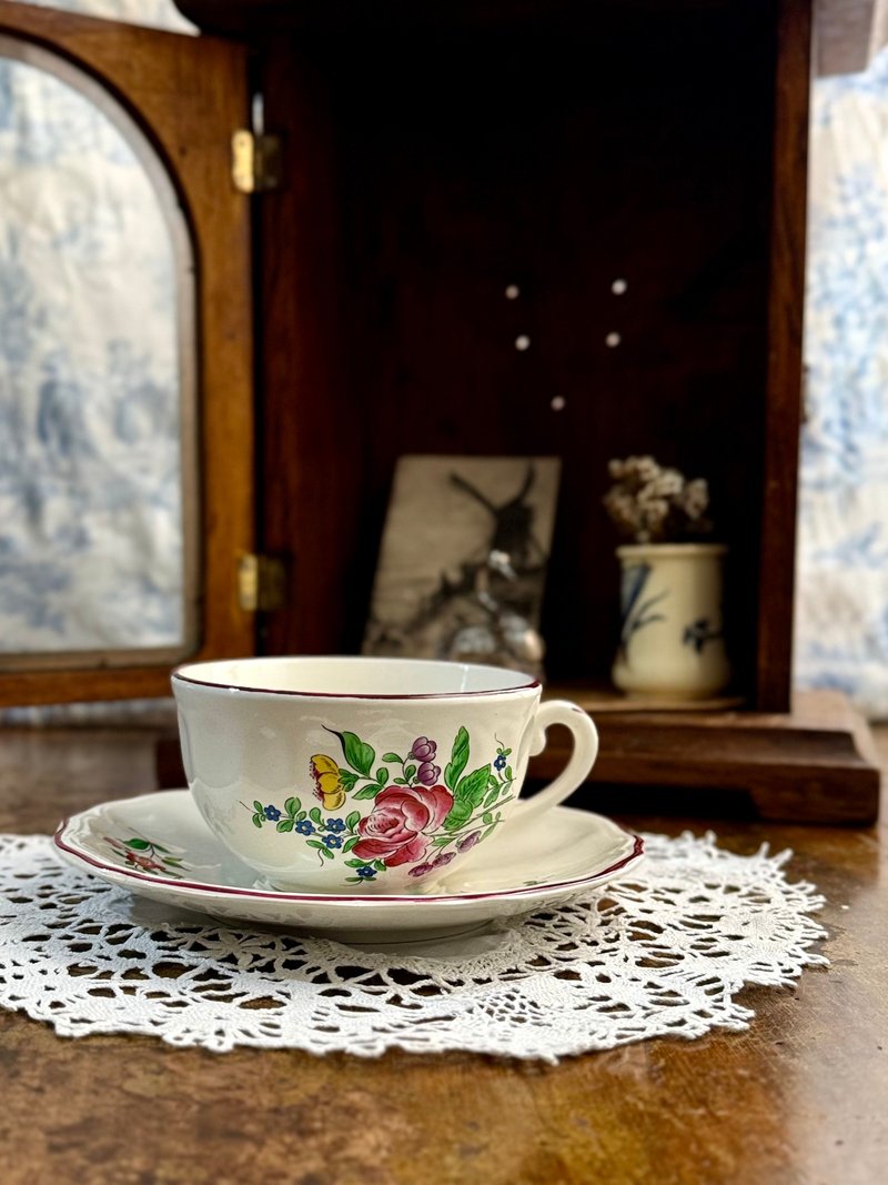 50273-法國19世紀末K & G Luneville 鄉村風格巧克力杯300ml - 咖啡杯/馬克杯 - 瓷 