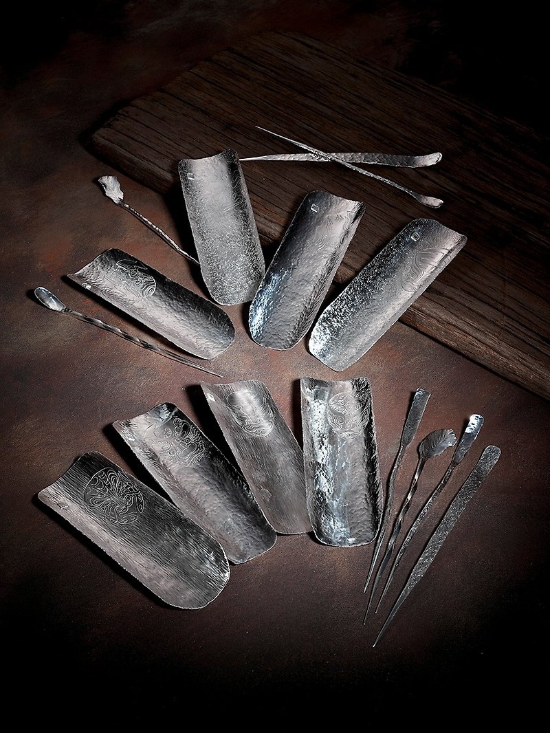 [Hand-made utensils] God's expression - Bajiajiang sterling silver tea set x1 + tea needle x1 set - ถ้วย - โลหะ สีเงิน