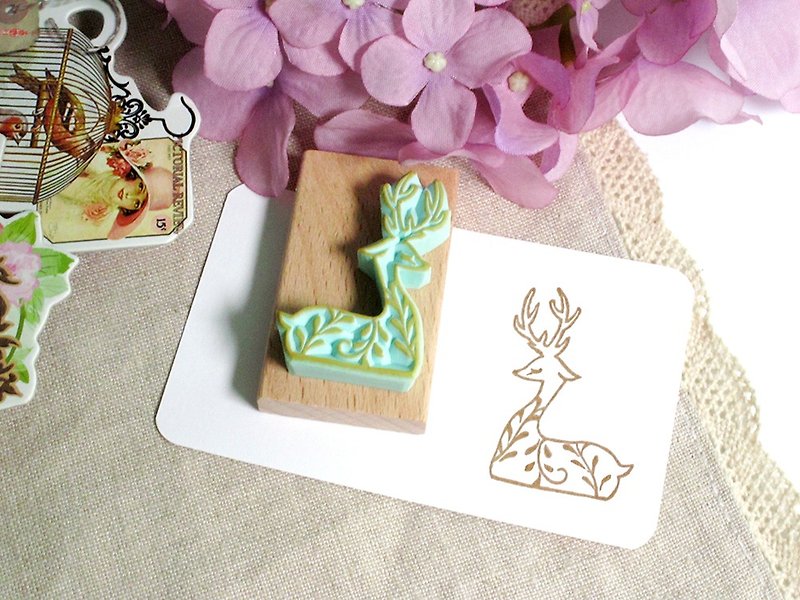 Apu handmade chapter elegant sleeping deer stamp line clause hand account stamp - ตราปั๊ม/สแตมป์/หมึก - ยาง 